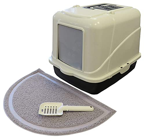 Sparpaket Katzentoilette Katzenklo Emilio mit großer Klappe mit Filter, Streulöffel, Matte