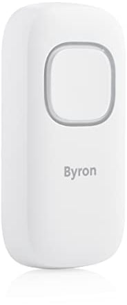 Byron DBY-25930 Wireless Bell Push, Additional Bell Push for Second Input, Range 200 m, Flat Door Handle, Low Battery Indication, White