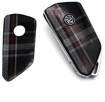 Schlüssel Folie K144 für 3 Tasten Auto Folien Cover Etui selbstklebend Schutzhülle Schlüsselhülle Aufkleber (Jacky Stoffmuster Rot)