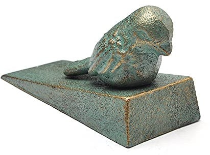 Cast Iron Mouse Doorstop - Decorative Rustic Door Stops - Stop Your Bedroom, Bath and Exterior Doors -Bird (Green)