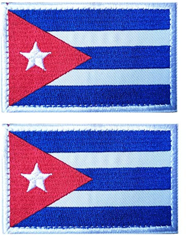 2 Stück AliPlus Kuba-Flagge Aufnäher, bestickt, taktischer Militär-Aufnäher, Klettverschluss