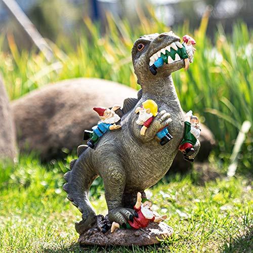 SOWSUN Gartenzwerg Statuen für den Außenbereich, Dinosaurier-ESS-Zwerge, Gartenkunst, Herbst und Winter, Gartendekoration, Outdoor-Statue Terrasse, Rasen, Hof-Kunstdekoration, Einweihungsgeschenk
