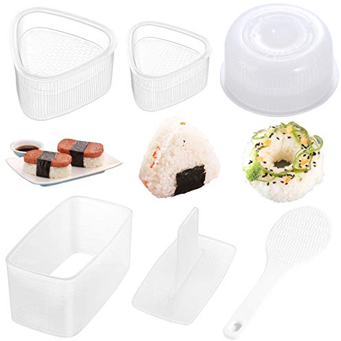 AYCCNH 4 Pack Sushi Maker Kit, Non Stick Musubi Maker Onigiri Triangle Sushi Press (Large & Small), Donut Rice Shaper Mold DIY Tool