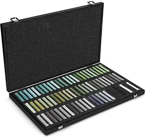Blockx 49925 Künstler-Pastellkreiden, Komplettset brillanten Farbtönen im Holzkoffer, von Hand gefertigt mit reinen Pigmenten, leuchtende hoher Deckkraft, bunt, 204 Farben