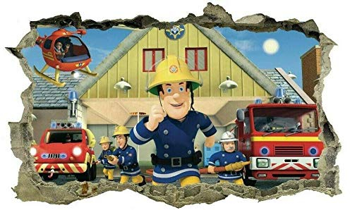 WandtattooFeuerwehrmann Sam, Aufkleber, Aufkleber, Kinder, 3d, Schlafzimmer, Wandkunst, Wandbild-50 * 100 CM