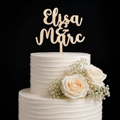 Cake Topper Personalisierte Holz Hochzeitstorte Tortenfigur Tortenstecker Hochzeit personalisiert mit Namen Topper Jubiläum Party Dekoration Wedding Cake Topper Custom