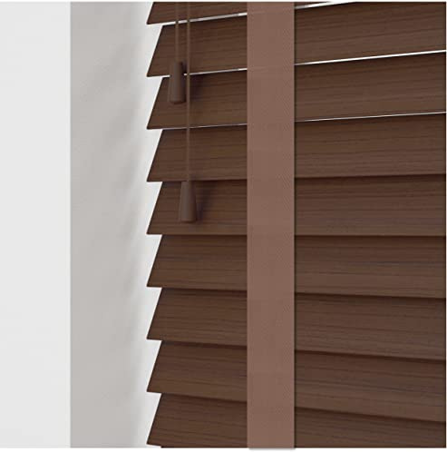 Made to Measure Faux Wood Venetian Blind with Tapes - Chocolate | Custom made faux wood Venetian blind with tapes. Chocolate fine grain finish. 50mm slats. Up to 90cm x 130cm.