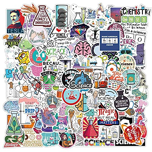 LYunMu 100 Stücke Student Wissenschaftlich Labor Aufkleber für Auto, Skateboard,Koffer,Motorräder,Fahrräder,Boote,Laptop,Gepäck Physik Biologie Experiment Aufkleber Wissenschaft Graffiti Aufkleber