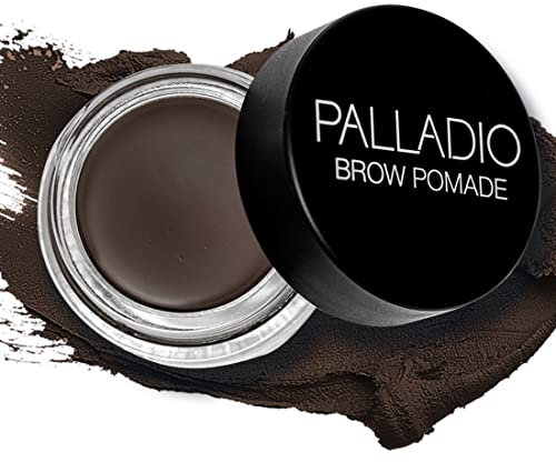 Palladio Brow Pomade Wasserfest, 24 Stunden Tragen, wischfeste und schweißfeste Formel, super cremige Formel gleitet auf und hilft, für einen dramatischen, definierten, makellosen Look, Dark brown