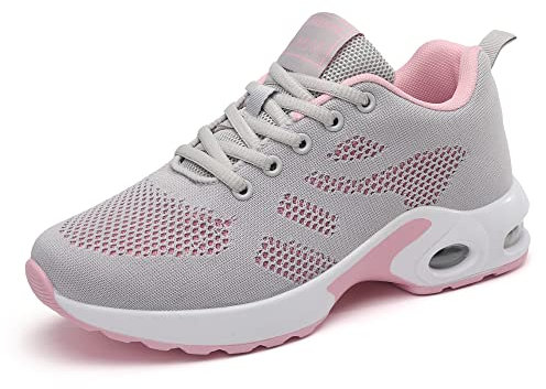 ZPAWDH Femmes Chaussures de Running Basket Légères Outdoor Running Gym Fitness Sneakers Gris Rose 40EU