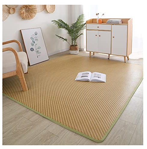 WBBML Coole Matratze Teppich Natural Bambus Teppich mit Stoffrand rutschfest für Draussen, Küche, Flur, Anpassbar (Color : 2cm, Size : 1.3x1.8m/4.26x5.9ft)