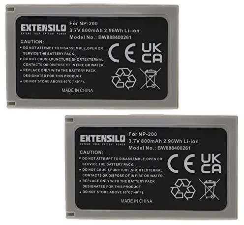 EXTENSILO 2X Akku Ersatz für Minolta NP-200 | für Kamera (800 mAh, 3,7 V, Li-Ion)
