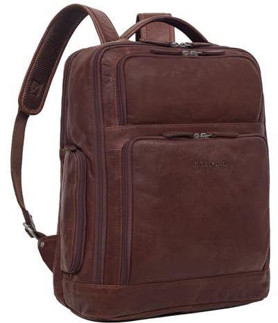 STILORD 'Jayden' Business-Rucksack Herren Leder Groß Vintage mit Laptopfach 15 16 17 Zoll DIN A4 - ideal als Arbeitsrucksack Laptoprucksack Echtleder, Farbe:maraska - dunkelbraun