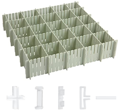 LWAIX DIY Organisateur de Tiroir Grille Diviseur de Tiroir 16PCS Séparateurs de Tiroirs Pour Fournitures de Bureau, Chambre à Coucher, Cuisine, Ustensiles de Maquillage (vert)