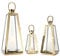 TRIROCKS 3er-Set Edelstahl Kerzenlaterne 54/40/27,5 cm Hoch Metall Kerzenhalter Für Draußen Dekorative Hängelaterne Mit Gehärtetem Glas Für Zuhause Wohnzimmer Partys Innen (Gold)