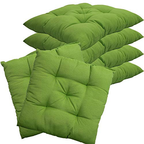 NYVI Stuhlkissen 38x38 cm ComfySeat Grün 6er Set - Sitzkissen mit 6 cm Comfort Sitzpolster - Indoor & Outdoor - Gartenstuhlkissen aus Baumwoll-Mischgewebe - ÖkoTex 100