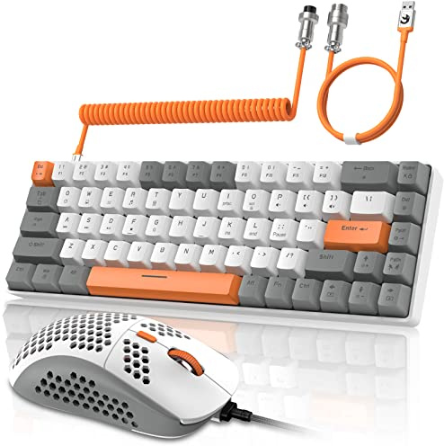 TORTOISE LOOK ZIYOU LANG RK-T8PR0 Combo de teclado y mouse mecánico para juegos con cable 65% con retroiluminación LED RGB fantasma TK