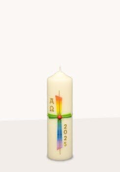 Kopschitz Kerzen Osterkerze Kreuz bunt, A und O, Jahreszahl 170 x Ø 50 mm