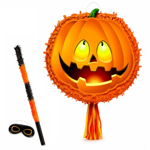 Kürbis Piñata mit Stab