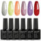 GZMAYUEN Shellac Glitzer, UV Nagellack Glitzer Silber Gelb Orange Rot Lila UV Shellac Glitzer, 6 Farbe Glitter Glitzer Gel für Gelnägel 10ML