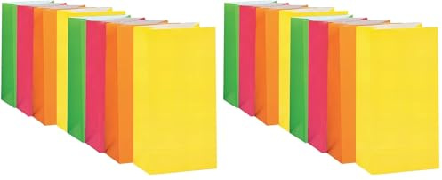 Unique Party 59016 - Assorted Neon Paper Party Bags, Pack of 20