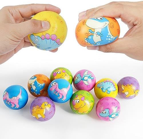 Ainiv Anti Stress Spielzeug Bälle, 12 Stück Dinosauriermuster Stressball, 6cm Schaum Stressabbau Bälle, Stressabbau Spielzeug für Kinder Erwachsene Mitgebsel Gastgeschenke Kindergeburtstag Weihnachten