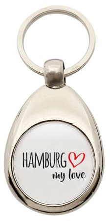 Huuraa Schlüsselanhänger Hamburg my love Geschenk Schlüsselring Anhänger Metall Einkaufswagenchip Hamburg Geschenkidee