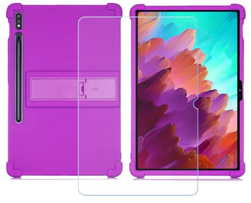 Custodia per Honor Pad X9, Silicone Case Sottile Cover TPU Caso Morbido Copertura + Pellicola Protettiva in Vetro Temperato per Honor Pad X9 (11,5) - Viola