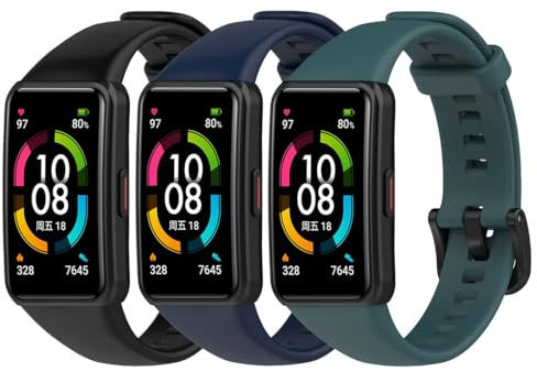 BexidoIera Ersatzarmband Kompatibel mit Huawei Band 6 Armband, [3 Stück] Silikon Ersatzband Wechselarmband Ersatz Uhrenarmband für Huawei Band 6/Band 6 Pro/Honor Band 6/Honor Band 7