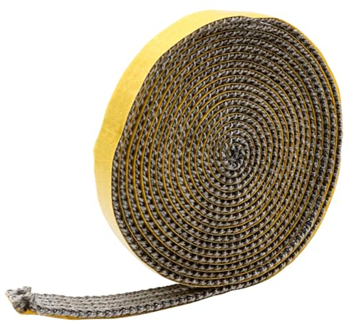 ZOCONE 4M Feuerfestes Dichtungsband, Ofenrohr Dichtung Dicke Kamin Dichtung Selbstklebend Glasfaser Ofendichtband Dichtband Hitzebeständig für Kaminofen Ofenrohr Kamintür (3mm x 15mm x 4m)
