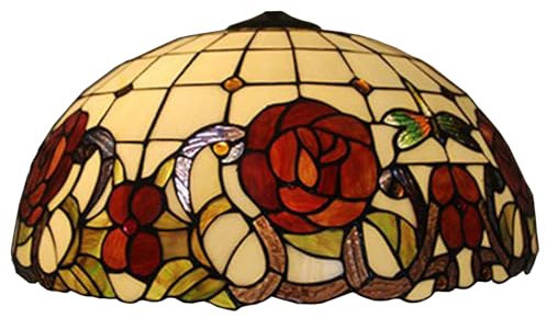 BOTOWI 20 Zoll Rose Glas Lampenschirm Ersatz nur, Tiffany Buntglas Libelle Lampe Schornstein, Weinlese handgemachte Blumen Licht Abdeckung Zubehör für Tischlampe Pendelleuchte Stehlampe Halterung