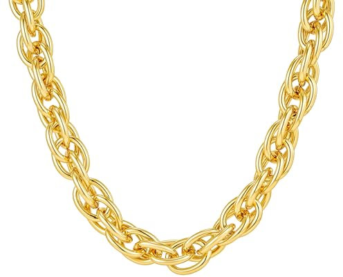 Brandlinger ® Kette Damen. Halskette Damen breit chunky Statement. Schmuck Damen vergoldet mit 18 Karat (Silber und Gold) für Frauen und Mädchen. Länge der Kette 40-45cm.