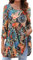 Enmain T-Shirt Damen Langarm Tunika Longshirt Blumen Lockere Bluse Oberteile Casual Elegant Rundhals Top Shirts Sommer Frühling 4XL