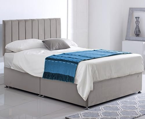 ComfoRest - Elegant 4FT6 Double Divan Bed with Mattress | Stylish Bed & Mattress Sets for Comfortable Bedrooms | Durable Double Bed for Modern Spaces | Practical Beds for Everyday Use (Silver Plush)