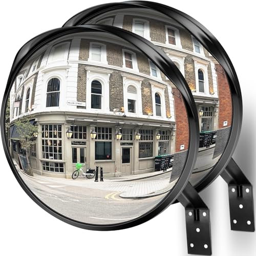 Angooni 𝟮 𝗣𝗖𝗦 40 cm Verkehrsspiegel Sicherheitsspiegel, Verstellbarer Weitwinkel Konvexspiegel, Garage Spiegel, Acryl Rund Traffic Mirror (Unterstützt Innen - und Außenbereich)…