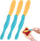 Norhogo 3 Stück Silikon Buttermesser Frühstücksmesser Klein Lustige Küchen Gadgets Lebensmittelechtes Streichmesser für Dips & Foodies Kleine Butter messer, Schöpfen und Streichen, Blau und Gelb
