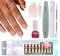 French Press on Nails Short, 300Pcs Nude Color Coffin Fake Nails White Tip False Nail Kit, Full Cover Stick on Nail French Nail Art Manicure Decorations for Girls Women