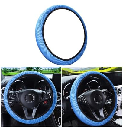 JNNJ Lenkradbezug Aus Polyester, Anti-Rutsch Sport Elastic Band Lenkradabdeckung Universal, Atmungsaktiver Gestreifter Lenkradbezug Aus Elastischem Netz(Blau)