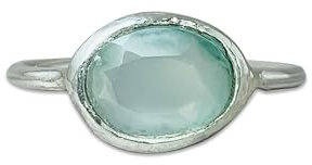 Aqua Chalcedon Ring, Edelstein Ring, minimalistischer Ring, 925er Silber ring, handgefer tigter Ring, ges chliffener Chalcedon Ring, Aqua Stein Ring, zierlicher Ring (58 (18.5))