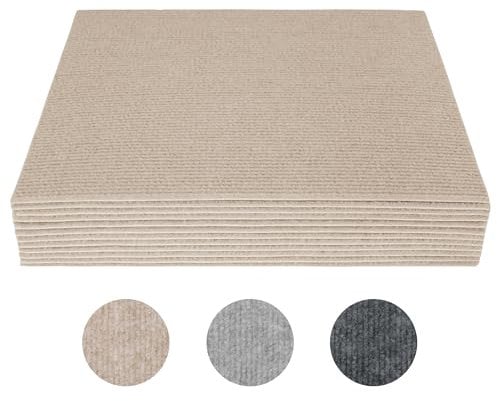 Suuiwau 12 Pieces Self-Adhesive Carpet Tiles, 30x30cm, Latex Backing Anti-Slip Flooring Covering, Easy to Peel and Stick Carpet Tiles, Light Curry