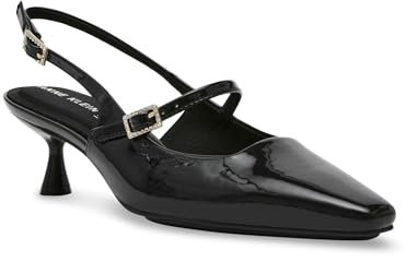 Anne Klein Donna Tyra Patent Mary Jane Slingback Tacchi, Vernice nera, 35.5 EU