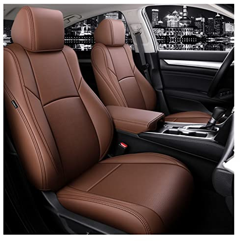 MAIDONG Sitzbezüge Schonbezug Custom Fit für Fit für Accord für Civil für CRV Spezifische Autositzbezüge Full Set Mittelperforiertes Echtleder(Color:Kaffee,Größe:Hybrid)