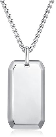 COAI Herren Edelstahl Halskette mit Dog Tag Anhänger und Silberkette 60cm