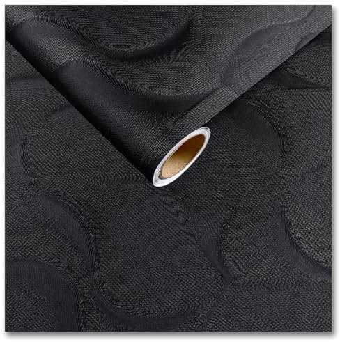 CRE8TIVE Black Peel and Stick Wallpaper Textured Contact Paper Geometric Wallpaper for Living Room Vinyl Wrap for Furniture Bathroom Wallpaper Waterproof Countertop Cupboard Bedroom 30cm x 200cm