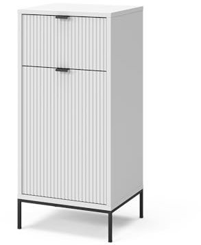 Vicco Midischrank Eliza, Badmöbel, Weiß, 40 x 87 cm mit Tür und Schublade