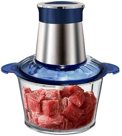 FfiMe 300W Food Processor, 2L Kitchen Meat Blender, Mini Vegetable Chopper, Food Grinder with Glass Bowl, Meat, Vegetable, Fruit and Nut Food Chopper