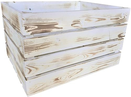 Lermowood Holzkisten Reg 50 x 40 x 30cm Vintage | Dekokisten aus Holz Massive Holzkiste Regalkiste Weinkiste
