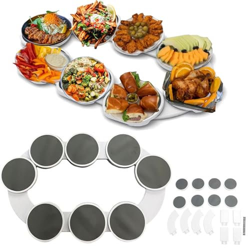 Lazy Susan Rotating Serving Turntable, Large Lazy Susan Turntable for Dining Table Expandable Track Rotating Tray Easy Access Food Storage Tray Centre Turntable for Kitchen
