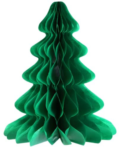 Albero di Natale pieghevole in carta velina verde 3D, 30,5 x 22,1 cm, decorazione a nido d'ape per feste, casa, finestra, porta, soffitto, tavolo