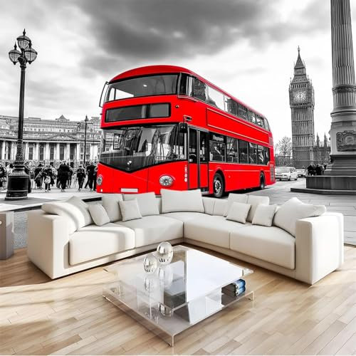 Fototapete London Tapete 250 x 175 cm (WxH) Fototapeten Schlafzimmer Wohnzimmer Moderne 3D Effekt Wandtapete London Vliestapete Wand Dekoration Poster Foto Tapeten q590